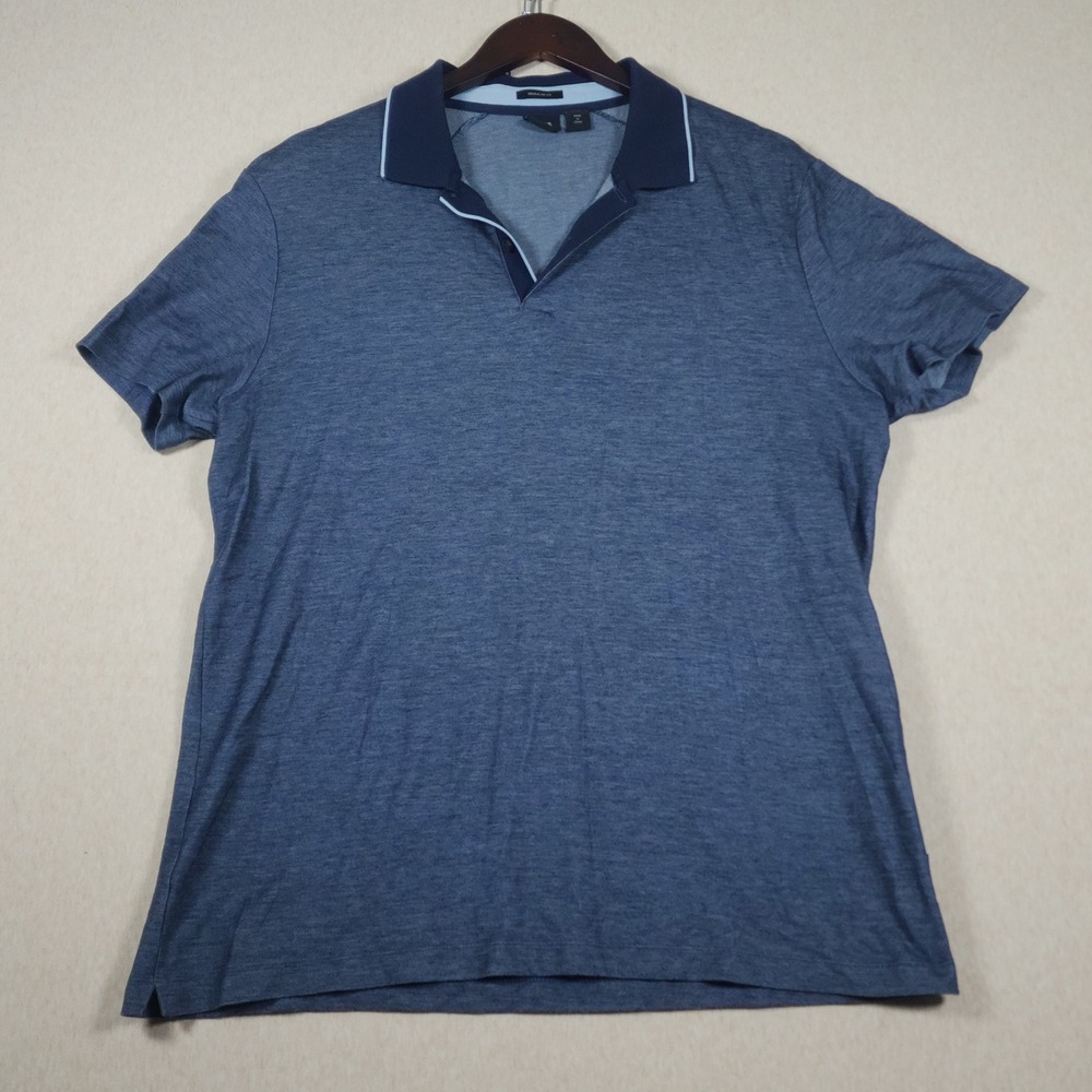 BOSS Hugo Boss Regular Fit Blue Marl Cotton Polo Shirt Large Mens Designer Top